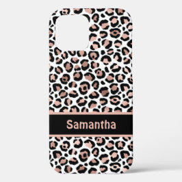 Funda Para iPhone 14 De Case-Mate Monogram Chic Rosa Dorado y Estampado de Leopardo 