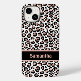 Funda Para iPhone 14 De Case-Mate Monogram Chic Rosa Dorado y Estampado de Leopardo 