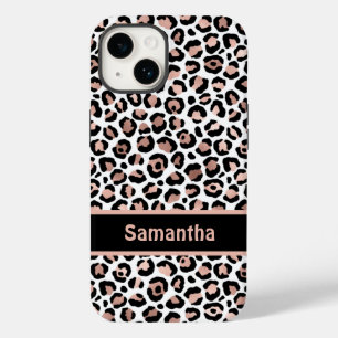 Funda Para iPhone 14 De Case-Mate Monogram Chic Rosa Dorado y Estampado de Leopardo