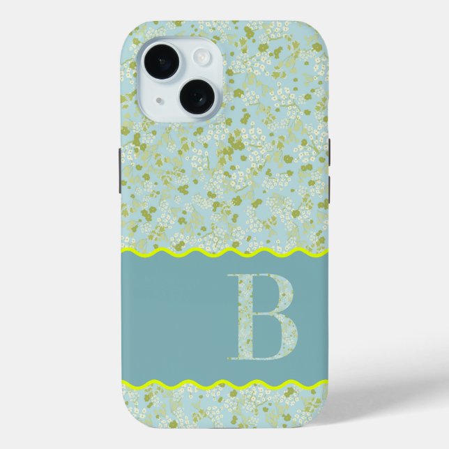 FUNDA DE Case-Mate PARA iPhone MONOGRAM INICIAL B ACQUA PEQUEÑAS FLORES (Reverso )