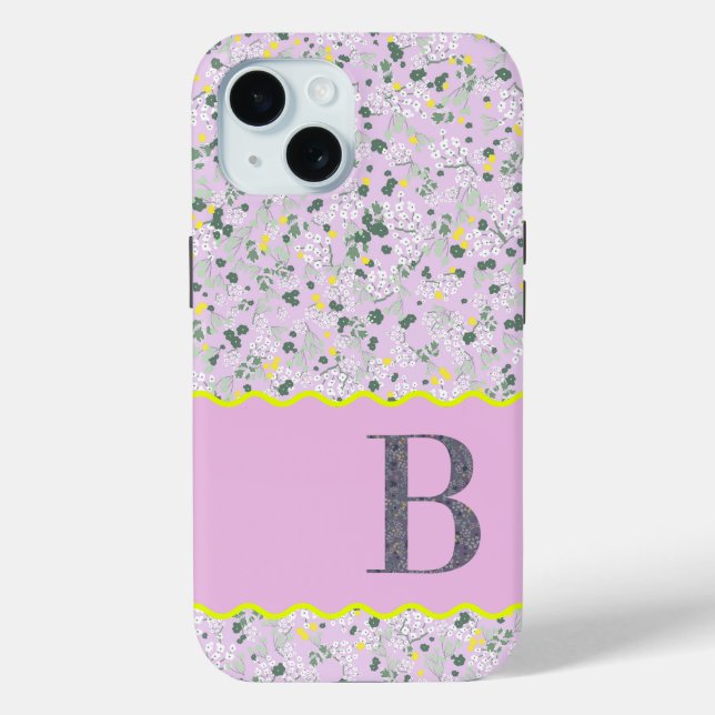 FUNDA DE Case-Mate PARA iPhone MONOGRAM INITIAL B LILAC LITTLE FLOWERS (Reverso )