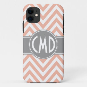 FUNDA PARA iPhone 11 MONOGRAM INITIALES NARANJA CHEVRON