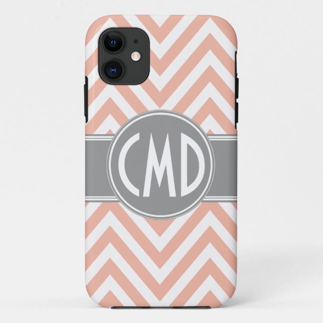 FUNDA DE Case-Mate PARA iPhone MONOGRAM INITIALES NARANJA CHEVRON (Reverso)