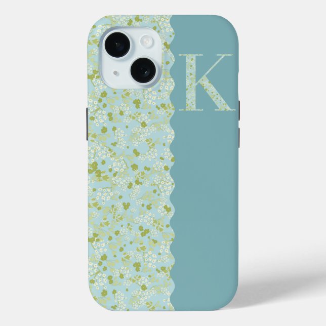 Funda De Case-Mate Para iPhone MONOGRAM K ACQUA LITTLE FLOWERS Cas (Reverso )