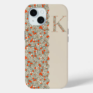 FUNDA PARA iPhone 15 MONOGRAM K BG FLORES ROJOS GRANDES