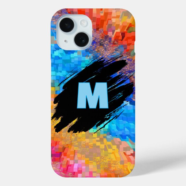 Funda De Case-Mate Para iPhone Monogram on Rainbow Abstract Background (Reverso )