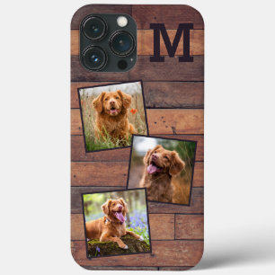 Funda Para iPhone 13 Pro Max Monograma 3 de Madera Rusa Personalizada