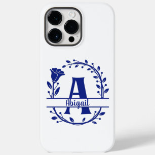 Funda Para iPhone 14 Pro Max De Case-Mate Monograma A Azul, Inicial A, Letra A, Floral