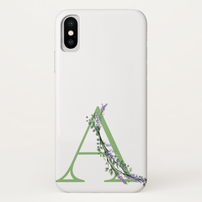 Funda De Case-Mate Para iPhone Monograma A Eucalipto Lavanda (Reverso)