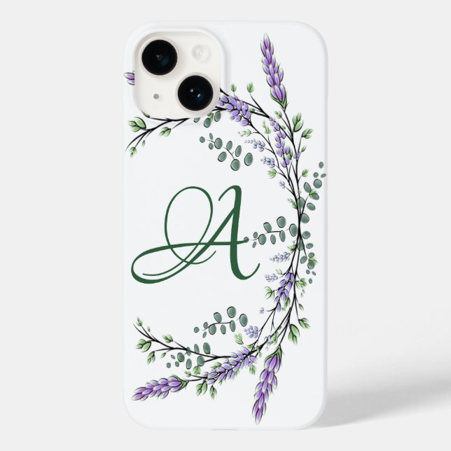 Funda De Case-Mate Para iPhone Monograma A Lavanda Eucalyptus Funda-Mate iPhone C (Reverso )