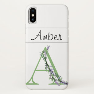 Funda Para iPhone X Monograma A Lavender Eucalyptus
