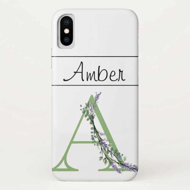 Funda De Case-Mate Para iPhone Monograma A Lavender Eucalyptus (Reverso)