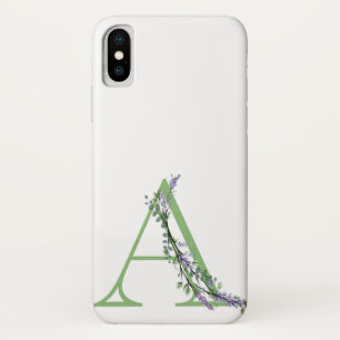 Funda Para iPhone X Monograma A Lavender Eucalyptus