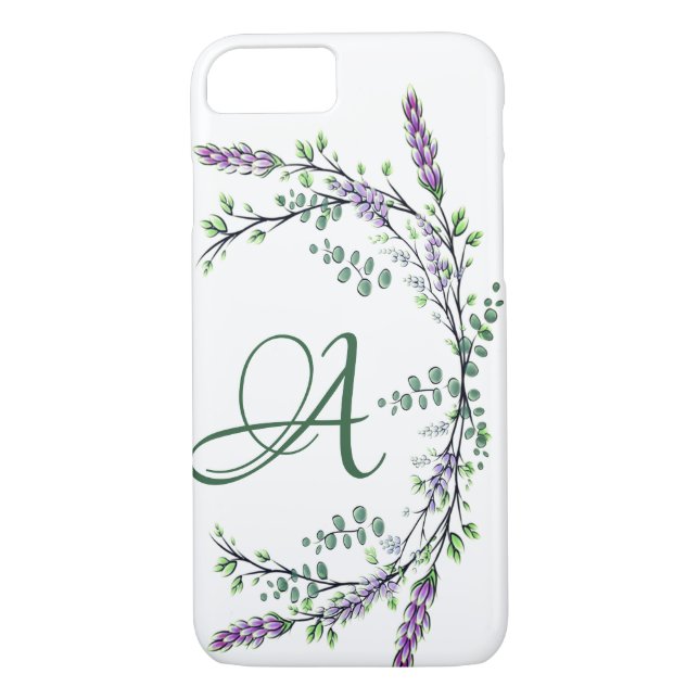 Funda De Case-Mate Para iPhone Monograma A Lavender Eucalyptus (Reverso)