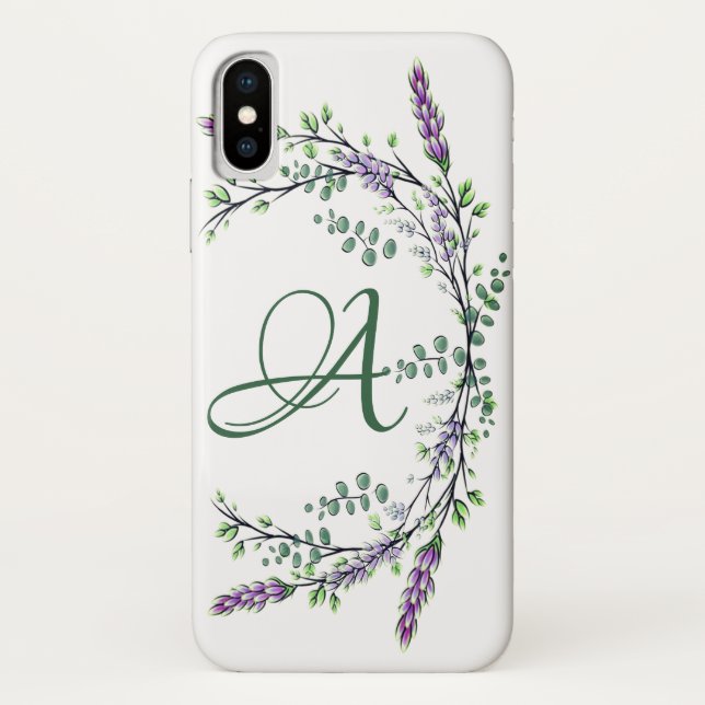 Funda De Case-Mate Para iPhone Monograma A Lavender Eucalyptus (Reverso)