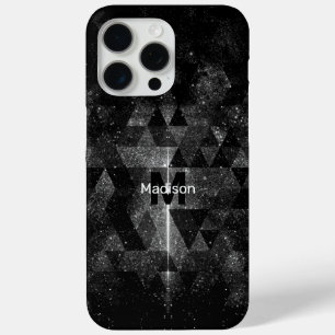 Funda Para iPhone 15 Pro Max Monograma abstracto geométrico brillante blanco y