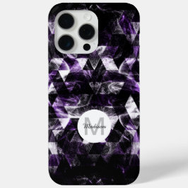 Funda Para iPhone 15 Pro Max Monograma abstracto geométrico de color púrpura ne