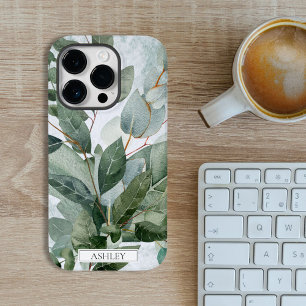 Funda Para iPhone 14 Pro De Case-Mate Monograma Acuarela Rústica Verde Salvia Vegetación
