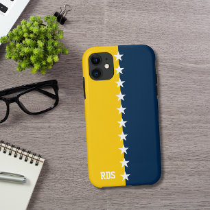 Funda Para iPhone 11 Monograma amarillo azul y maíz de los Colores univ