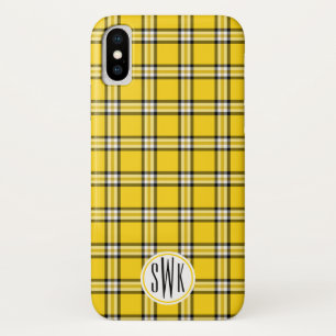 Funda Para iPhone X Monograma amarillo de la tela escocesa