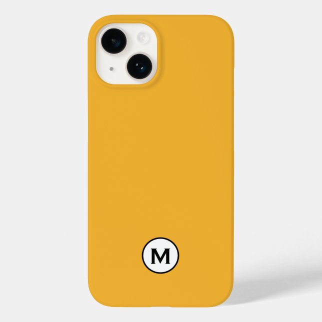Funda De Case-Mate Para iPhone Monograma amarillo mostaza moderno de moda (Reverso )