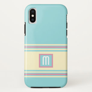 Funda Para iPhone X Monograma amarillo rosa azul elegante moderno