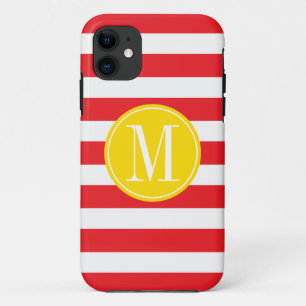 Funda Para iPhone 11 Monograma amarillo y rojo del personalizado de las