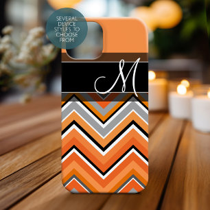 title_seo2 Monograma anaranjado gris de Chevron del negro