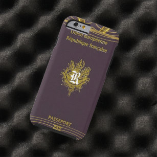 Funda Resistente Para iPhone 6 Monograma antiguo del pasaporte francés de cosecha