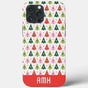 Funda Para iPhone 13 Pro Max Monograma Árbol de Navidad Inicial Merry & Mod Ret