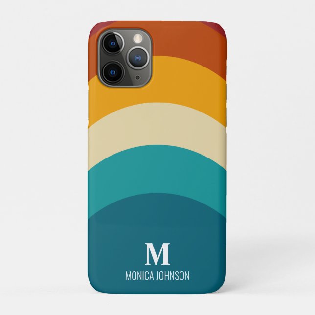 Funda De Case-Mate Para iPhone Monograma arcoiris Nombre personalizado Retro Traz (Reverso)
