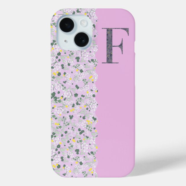 FUNDA DE Case-Mate PARA iPhone MONOGRAMA AUTOMÁTICO DE FLORES LITTLE LILAC (Reverso )