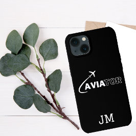 Funda Para iPhone 13 Monograma, avión aviador genial, minimalista 