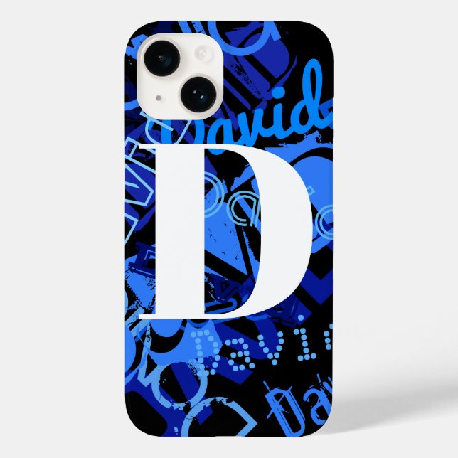 Funda De Case-Mate Para iPhone Monograma azul creativo (Reverso )