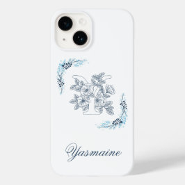 Funda Para iPhone 14 De Case-Mate Monograma azul inicial "Y" Floral