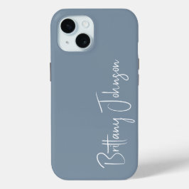 Funda Para iPhone 15 Monograma Azul Polvo