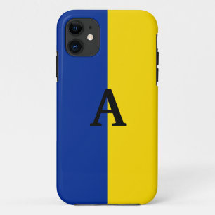 Funda Para iPhone 11 Monograma azul y amarillo de la bandera de Ucrania