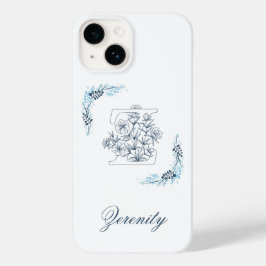 Funda Para iPhone 14 De Case-Mate Monograma azul "Z" inicial con floral suave