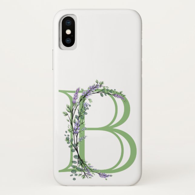 Funda De Case-Mate Para iPhone Monograma B Lavender Eucalipto (Reverso)
