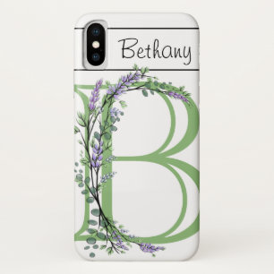 Funda Para iPhone X Monograma B Lavender Eucalipto