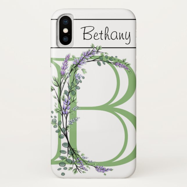 Funda De Case-Mate Para iPhone Monograma B Lavender Eucalipto (Reverso)