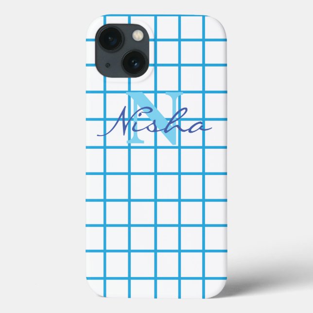 Funda De Case-Mate Para iPhone Monograma bajo control azul (Reverso)