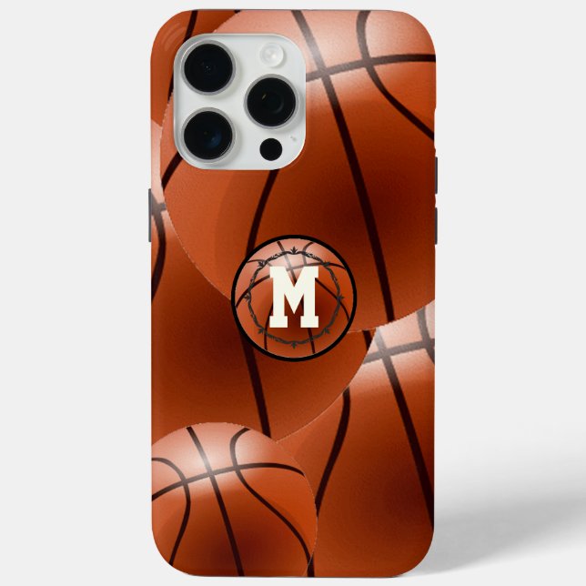 Funda De Case-Mate Para iPhone Monograma Baloncesto (Reverso )