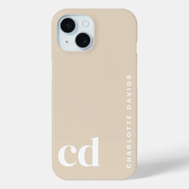 Funda De Case-Mate Para iPhone Monograma Beige De Estilo Clásico (Reverso )