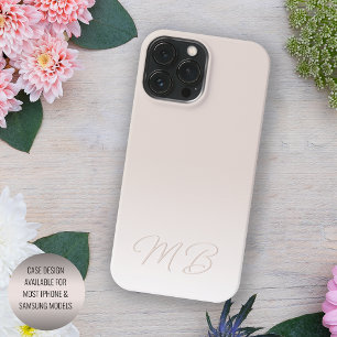 Funda Para iPhone 15 Pro Max Monograma beige de marfil neutro elegante personal