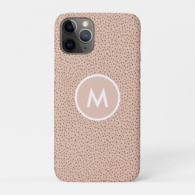 Funda De Case-Mate Para iPhone Monograma Beige de moda con Terracotta Boho Brown (Reverso)
