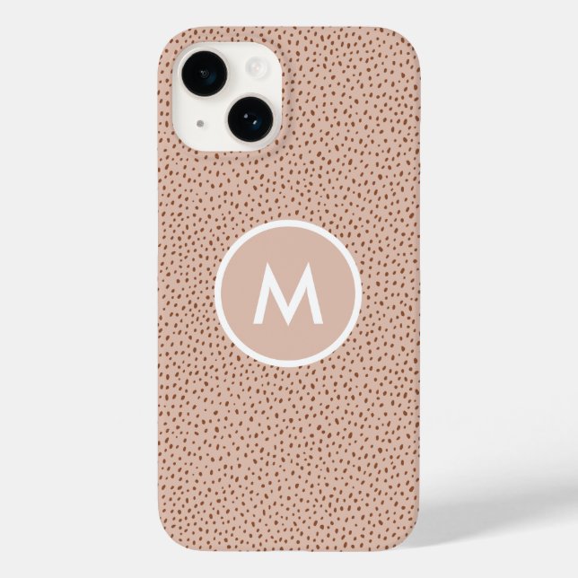 Funda De Case-Mate Para iPhone Monograma Beige de moda con Terracotta Boho Brown (Reverso )