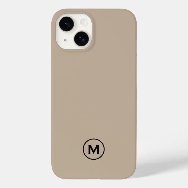 Funda De Case-Mate Para iPhone Monograma Beige mínimo moderno (Reverso )