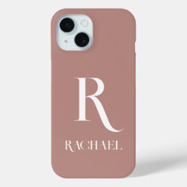 Funda Para iPhone 15 Monograma Beige moderno de estilo