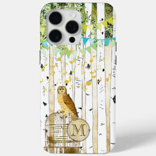 title_seo2 Monograma Birdcage Vintage Owl Birch Tree iPhone